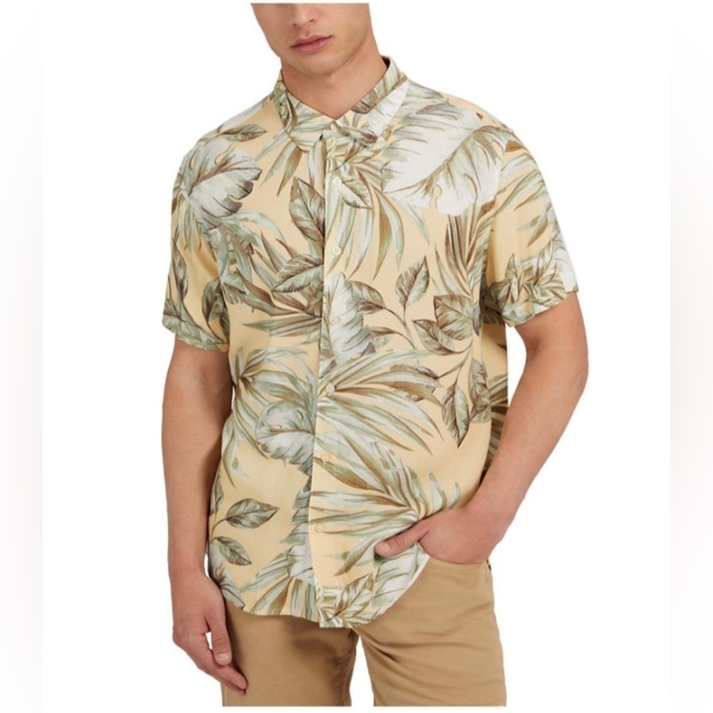 Guess Eco Paradise Hawaiian Palm Shirt Small Camp Summer